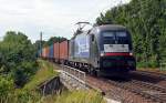 182 508 befand sich am 03.07.14 mit einem Containerzug auf dem Weg in den Hamburger Hafen.