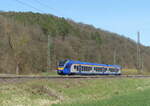 Cantus 427 057 (94 80 0427 148-2 D-CAN) als RE 2427 von Kassel Hbf nach Bad Hersfeld, am 11.04.2022 in Mecklar.