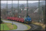 Am 9.12.2007 war TWE Lok 1544, eine MAK 1206, mit dem Stahlzug von Hanekenfähr nach Paderborn auf der Teutoburger Wald Eisenbahn unterwegs. Hier hat der der Zug gerade den an dieser Stelle höher gelegenen Bahnhof Lengerich in Westfalen passiert.
