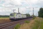 Am 06.07.23 führte 193 484 der Captrain einen leeren Flachwagenzug durch Wittenberg-Labetz Richtung Dessau.