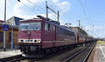 Cargo Logistik Rail-Service GmbH, Barleben (CLR) mit ihrer  155 103-5  (NVR:  91 80 6155 103-5 D-CLR ) und einem Getreidezug am 22.06.23 Durchfahrt Bahnhof Falkenberg (Elster).