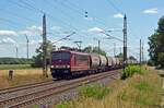 155 103 der CLR schleppte am 16.07.23 einen Transcereal durch Wittenberg-Labetz Richtung Dessau.