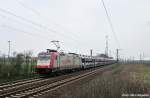 Crossrail 185 590-7 mit einem vollen Autozug aus Polen,auf der Fahrt nach Misburg (Ahlten 08.04.10)