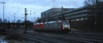 185 593-1 und 145 CL-014  beide von Crossrail  rangiern in Aachen-West  bei Regenwetter am 1.2.2013.