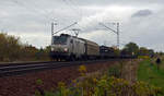 37024 der CTL führte am 29.10.16 einen hauptsächlich aus Schiebewandwagen bestehenden Güterzug durch Zeithain Richtung Leipzig.