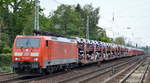 DB Cargo AG [D] mit  189 056-5  [NVR-Nummer: 91 80 6189 056-5 D-DB] und PKW-Transportzug (z.