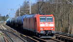 DB Cargo AG [D] mit  185 172-4  [NVR-Nummer: 91 80 6185 172-4 D-DB] und Kesselwagenzug (Dieselkraftstoff) am 16.03.22 Berlin Buch.
