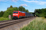 152 160 DB Cargo mit dem Hellmann KLV-Zug bei Seubersdorf Richtung Nürnberg, 19.08.2020