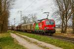 193 300 DB  Das ist grün  Vectron mit Güterzug in Boisheim, März 2022.