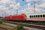 DB Fernverkehr 101 xxx und 101 xxx am Ende eines IC beim Sommerfest im DB Museum Koblenz Lützel am 22.06.19.