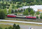 Ein 3er Lokzug der DB mit 218 432-3, 218 480-4 und 218 ? auf dem Weg durch Gera am 10.7.2020