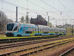 Durchfahrt Triebzug 4110 312-7 CH in Richtung Dresden durch den Bahnhof Zossen am 28. April 2021.