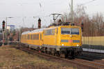 DB Netz 111 059-2 mit einem Messzug in Nienburg(Weser) 18.12.2018