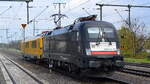DB Netz AG [D] mit dem gekauften ex MRCE Taurus  ES64 U2-024/182 524-9  [NVR-Nummer: 91 80 6182 524-9 D-DB] und einem Messwagen am 06.05.21 Durchfahrt Bf. Golm (Potsdam).