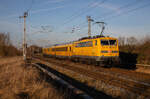 DB 111 059 am 07.02.2023 mit einem Messzug in Sildemow.