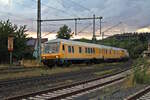 Ein DB Netz Messzug steht am Abend in Sterbfritz und wartet auf seine Rückfahrt. (24.07.2023)