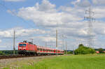 143 840 DB Regio mit der S2 (Altdorf - Roth) bei Ludersheim, 03.07.2020