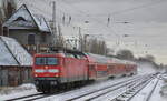 DB Regio AG, Region Nordost mit  112 165  (NVR-Nummer   91 80 6112 165-6 D-DB ) mit dem RE3 Richtung Stralsund Hbf.