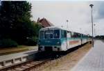 Im August 1997 hatte die UBB noch keine Verbindung zum Festland.Daher war der Bahnhof Wolgast Fhre der letzte Bahnhof vor dem Festland.Triebwagen 771 006 war im Sommer 1997 auf dem Weg nach