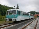 Ein lterer Zug der UBB abgestellt am Bahnhof Heringsdorf Seebad.(2.8.2010)