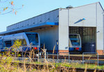 Stadler GTW der UBB in der Waschanlage des Betriebshofs im Seebad Heringsdorf.