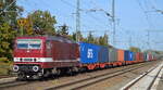DeltaRail GmbH, Frankfurt (Oder) mit  243 931-3  [NVR-Nummer: 91 80 6143 931-4 D-DELTA] und Containerzug am 25.10.21 Durchfahrt Bf.