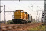 710966 und 710964 von DGT kehren hier am 12.9.2006 aus Seelze in Richtung Wunsdorf zurück. Kurz zuvor hatten sie einen Kran dorthin transportiert. 