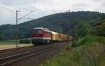 232 550-4 mit einem schweren Bauzug am 07.08.2011 bei Salzderhelden