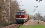 Mit einem langen Bauzug am Haken kam 232 223-8 von der DGT durch Zwickau Plbitz. 22.04.2013