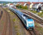 223 063 schiebt seinen ALEX Richtung Bahnsteig um ca. 20min später Richtung Prag zu fahren. Schwandorf 09.09.2018