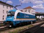 BR 183 002 wartet am 02.07.2008 auf den Alex 454 nach Mnchen im Bahnhof Regensburg.