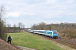 183 001 am 10.04.10 mit Alx 87015 Regensburg-Mnchen kurz vor Feldmoching