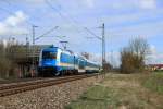 Am 21.04.12 zieht ARRIVA 183 004 einen ALEX von Regensburg nach Mnchen Hbf.
Aufgenommen bei Oberschleiheim