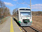 VT 53 (95 80 0650 153-9 D-VBG) der Vogtlandbahn (VBG20973 )  im Haltepunkt Franzensbad Aquaforum zur Fahrt nach Cheb   am 26.