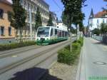 VT 45 der Vogtlandbahn auf den Weg von Zwickau Zentrum zur Zwickauer Stadthalle.