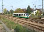 VT41 bei der Einfahrt in den Bahnhof Neumark(Sachs.)auf seinem Weg nach Adorf via Plauen.