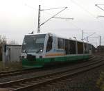 VT 36 der VBG beim Durchfahren des Werdauer Bogendreieck mit Ziel Zwickau(Sachs.)Hbf.