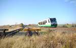 31.10.2010 15:03 VT 40 der Vogtlandbahn aus Adorf (Vogtland) nach Hof (Saale) zwischen den Bahnhfen Reuth (bei Plauen) und Grobau.