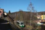 VT44 der VBG hat als 20815 (Zwickau-Zentrum - Sokolov) Tschechien erreicht und wird gleich in den Bf Kraslice einfahren. (19.11.2012) 