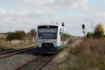 EB80632 erreicht am 11.10.2012 den Bf Döllstädt an der KBS603. Eingesetzt war VT53 (650 153) der VBG als Leihfahrzeug bei der Erfurter Bahn.