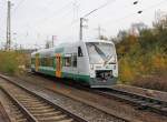 VT54 der Vogtlandbahn im Einsatz fr die Erfurter Bahn auf der Linie Kassel - Halle bei der Ausfahrt auch Eichenberg.