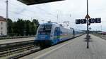 183 004 ( 9180 6183 004-1 D-DLB ) mit dem ALEX von München Richtung Hof/Prag bei der Einfahrt in Landshut am 5.6.2022