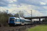 ARRIVA 183 003 zieht einen ALEX von Mnchen Hbf nach Regensburg am 12.04.12 bei Feldmoching.