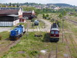 DLB 275 842-3 MAK G 1206 (9280 1275 842-3 D-DLB) und LEG Ludmilla 132 109-9 (9280 1232 109-9 D-LEG) vor dem BW in Gera am 13.5.2020