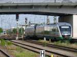 Die zwei neuen Triebwagen auf ihrem Weg nach Hof/Weiden! VT 25 und VT 26 bei der Ausfahrt in Regensburg Hbf, 9.05.2009