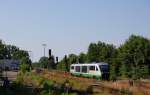 VT 23 mit Vogtland-Express Beschriftung der VBG am 13.06.2009 in Regensburg-Walhallastrae