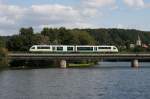 Ein Desiro der Vogtlandbahn am 06.09.2009 auf der Naabbrcke in Schwandorf.