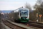 Desiro VT 21 der Vogtlandbahn als VBG 81121 Hof - Schwandorf, KBS 855 Regensburg - Hof, fotografiert bei Nabburg am 26.01.2012 --> Das Gleis links ist ein berbleibsel der Bahnstrecke Nabburg -