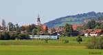 Whrend die Bahnstrecke zwischen Immenstadt (Allgu) und Lindau wegen Bauarbeiten gesperrt war, verkehrten die ALEX-Zge bis Oberstdorf mit 6 Wagen und grtenteils auch mit zwei Loks im Sandwich.