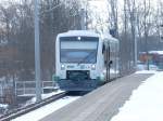 VBG VT50 am 13.03.2013 nach Zwickau(Hbf.)im Bahnhof Neumark(Sachs.)